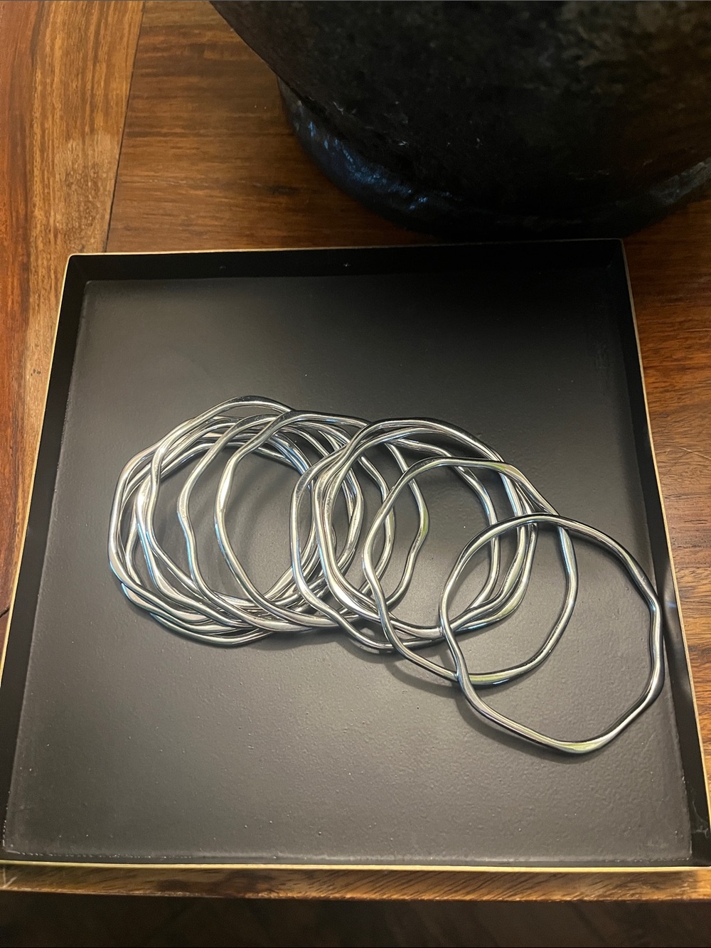 Zara Silver Wavy Stackable Metal Bracelets